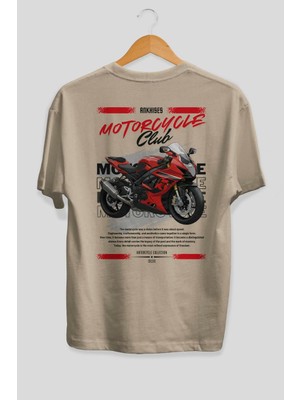Ankhises Motosiklet Serisi 5 Arka Baskılı Oversize T-Shirt %100 Pamuk Erkek Kadın