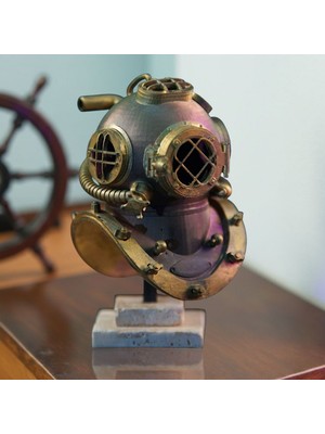 Keematee Tasarım Dekoratif Antik Dalgıç Kaskı Obje Biblo