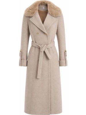 Esin Giyim Asalet Serisi Çıkartılabilir Kürklü Kruvaze Kışlık Kaban