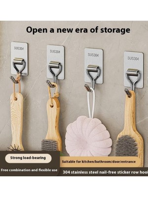 Storemax 2’li Kendinden Yapışkanlı Paslanmaz Çelik Süpürge ve Paspas Tutucu, 304 Kalite Çelik Duvar Tipi Organizer Askı Aparatı, 3x5 Cm, Delme Gerektirmez, Kaymaz Tutuşlu, Banyo, Mutfak, Bahçe Için