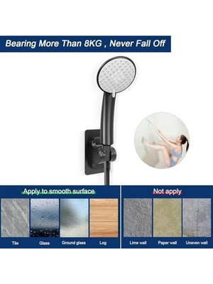 Storemax Duş Başlığı Tutacağı, 2 Adet Ayarlanabilir Banyo Duş Başlığı Braketi, Çıkarılabilir El Duşu ve Duvara Monte Emniyetli Tutucu, Metal Yapışkanlı Duş Başlığı Tutacağı (Siyah)