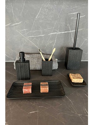 Primanova Elowen 5 Parça Seramik Banyo Seti -Siyah