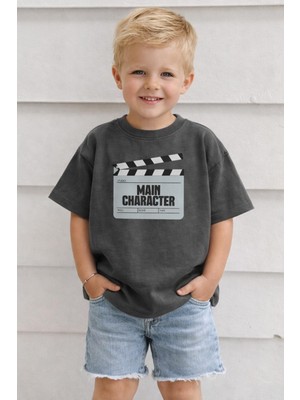 Monila Unisex Çocuk Pamuklu Bisiklet Yaka Baskılı T-Shirt