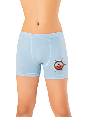 Kota Erkek Çocuk Boxer Şort 6'lı Deniz Modelli Pamuklu Boxer , 2 Siyah 2 Mavi 2 Yeşil Renk (6 Parça)