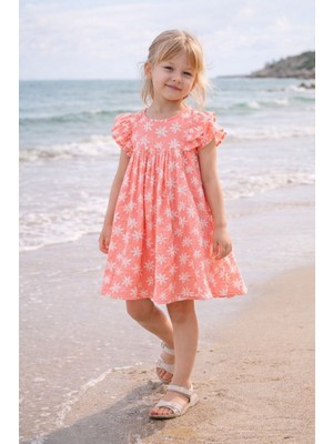 La’ciel Paris Müslin Kumaş Elbise Nar Çiçeği