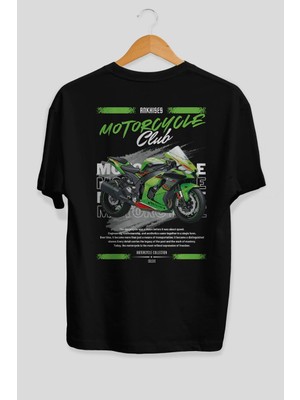 Ankhises Motosiklet Serisi 14 Arka Baskılı Oversize T-Shirt %100 Pamuk Erkek Kadın