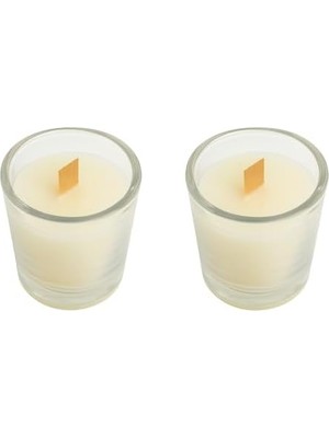 Storemax Ns-Era Dekoratif Bergamot Okyanus Biberiye Kokulu Ahşap Fitil Doğal 40 ml Kutulu Hediyelik Mum Şat Bardak 2'li Set Mum