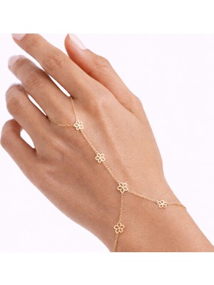 Hakan Mücevherat Çiçek Figürlü 14 Ayar Altın Şahmeran Bileklik