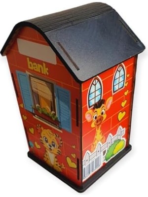 Storemax Ahşap Ev Kumbara Sarı Temalı