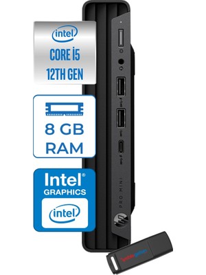 Hp Pro Mini 400 G9 Intel Core I5 12500T 4.4ghz Ddr4 8gb 2tb SSD UHD Graphics 770 Windows 11 Home Mini Bilgisayar 9M950ATH61 + Zettausb