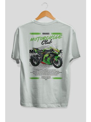 Ankhises Motosiklet Serisi 14 Arka Baskılı Oversize T-Shirt %100 Pamuk Erkek Kadın