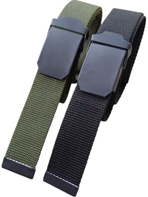 Deribond 2 Adet Erkek Kemeri Siyah ve Haki Palaska Tarzı