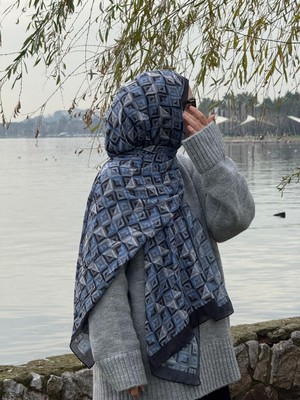 Qalortex Scarf Bambu Crash Şal-Labirent Desen-Laci