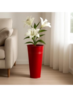 Storemax Modern Metal Şemsiyelik, 40 cm Yükseklik, Kırmızı, Silindirik Tasarım