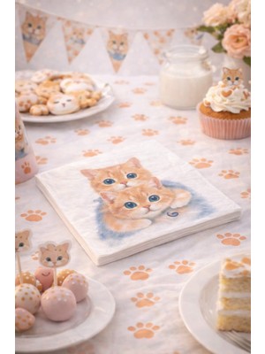 2 Paket Kedi Baskılı Kağıt Peçete