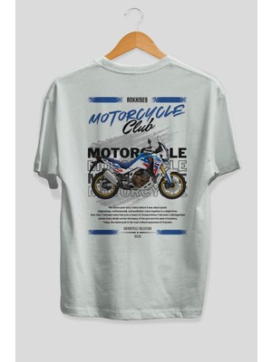 Ankhises Motosiklet Serisi 23 Arka Baskılı Oversize T-Shirt %100 Pamuk Erkek Kadın