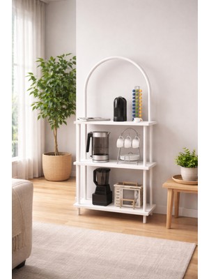 Solto Home MA41-43 Bohem Çevir Kur Modüler 3 Raflı Kahve Köşesi | Aletsiz Kolay Kurulum