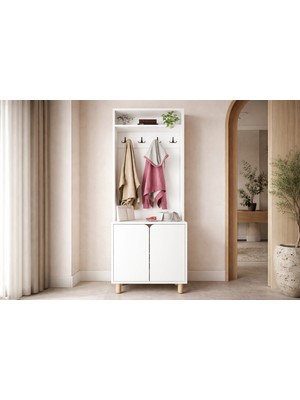 VM VERTEX MOBİLYA Padova Portmanto Vestiyer Ayakkabılık 2 Kapaklı 4 Askılı