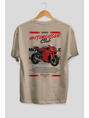 Ankhises Motosiklet Serisi 7 Arka Baskılı Oversize T-Shirt %100 Pamuk Erkek Kadın