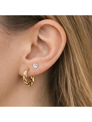 Çelik Burgu Küpe Seti