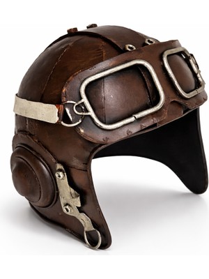 Hediyemio Dekoratif Metal Pilot Kaskı – Nostaljik Havacılık Temalı Masa & Raf Dekoru