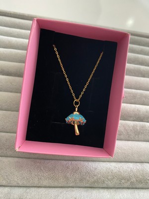 Pink Mavi Taşlı Çelik Kolye