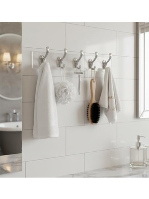 Storemax 2 Adet 5'li Şeffaf Kendinden Yapışkanlı Askılık Delmeden Montaj Duvar Askısı - Mutfak Duvar Kapı Arkası - Eşya Düzenleyici Organizer Set 2 Adet