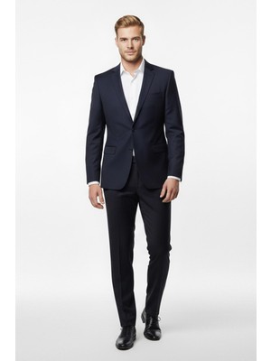 Uki Lacivert Mono Yaka Klasik Takım Elbise