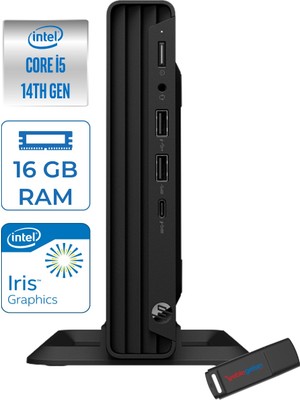 Hp Pro Mini 400 G9 Intel Core I5 14500T 4.8ghz Ddr4 16GB 512GB SSD Wi-Fi 6 Bt5.3 UHD Graphics 770 Windows 11 Home Mini Bilgisayar 937R4EAH01 + Zettausb