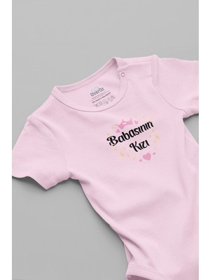 Overoz Babasının Kızı Baskılı Kısa Kollu Pembe Bebek Body Zıbın 5241