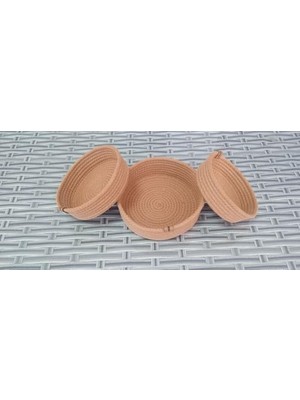 Storemax Ev Banyo Hasır Sepet 3 Adet Kahve Yuvarlak Jüt Kordon Halat Ip Örme Sepet Dekoratif Düzenleyici Organizer