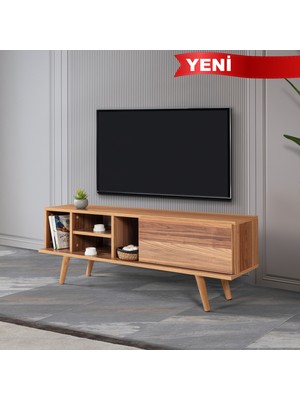 EVMO Home 3332 Ela Tv Ünitesi 130 cm ( Ahşap Ayaklı ) Söğüt