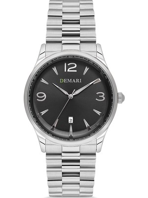 DEMARİ Erkek Kol Saati Quartz Mekanizma – Gümüş Çelik Kasa & Kordon Siyah Kadran DM-00117G-A2