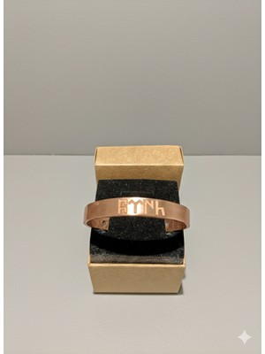 Atölye Asya Çift Mıknatıslı Ham Bakır Bileklik ( 𐱅𐰇𐰼𐰜 - Türk ) Işlemeli