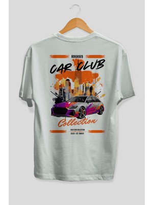 Ankhises Araba Club Serisi 3 Arka Baskılı Oversize T-Shirt %100 Pamuk Erkek Kadın