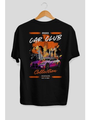Ankhises Araba Club Serisi 4 Arka Baskılı Oversize T-Shirt %100 Pamuk Erkek Kadın