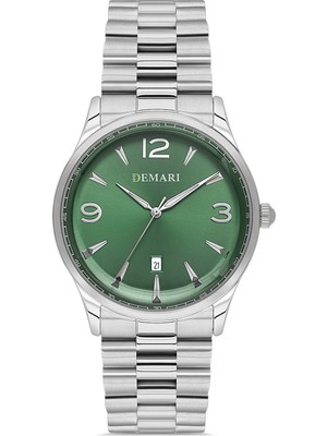 DEMARİ Erkek Kol Saati Quartz Mekanizma – Gümüş Çelik Kasa & Kordon Yeşil Kadran DM-00117G-A10