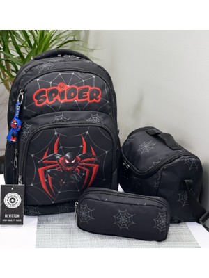 Bevitton Erkek Çocuk Ilk Okul Çantası Siyah 3'lü Set Ilkokul Çantası Karakter Desenli Takım