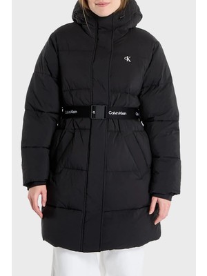 Calvin Klein Kapitoneli Regular Fit Kapüşonlu Kemerli Uzun Şişme Mont LV047D508GUB1 Bayan Mont LV047D508G Ub1