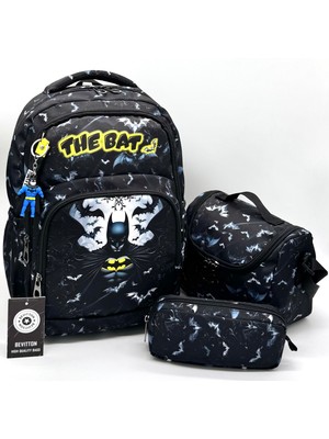 Bevitton Erkek Çocuk Ilk Okul Çantası 3'lü Set Ilkokul Çantası Karakter Desenli Takım Siyah