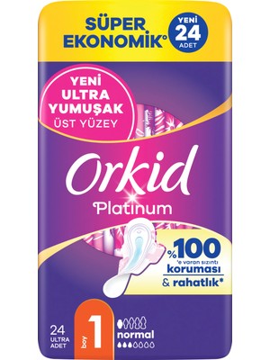 Orkid Platinum Hijyenik Ped Süper Ekonomik Paket Normal (Boy 1) 24 Adet Ped
