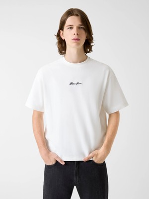 Guess Gj Kısa Kollu Kutulu Kesim Kısa Ottoman Erkek Beyaz  T -Shirt M6RP14KD461-G046