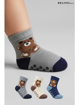 Belyy Taban Altı Kaydırmaz Erkek Bebek Çorabı 3 Lü Kutuda