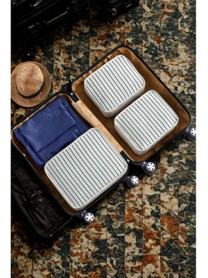 Piev Pratik 6 Lı Bavul Içi Seyahat Çanta Düzenleyici Beyaz Çizgili