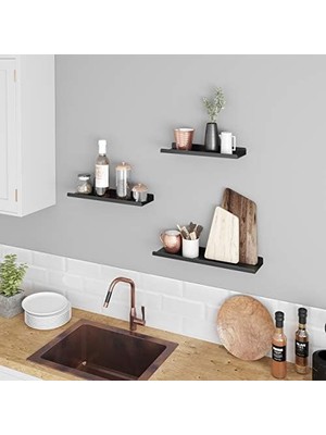 Storemax Metal Duvar Rafları, 3'lü Set, Yüzer Raflar, Endüstriyel Tasarım, Duvar Panoları, Dekorasyon Için, Resim Çerçeveleri, Rafları Takmak Için 6 Vidalı, Farklı Düzenler, Siyah LFS12BK