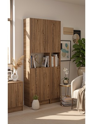 Yeti Mobilya FLAT85 Kitaplık 6 Kapaklı Kütüphane