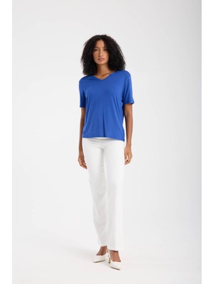 Vita Fortuna V Yaka Basic Kadın Tişört - VK0098