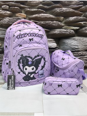 MegiHero  Erkek Çocuk Ilk Okul Çantası 3'lü Set Ilkokul Çantası Siyah Karakter Desenli Takım