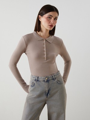 Lc Waikiki Yeni Sezon Polo Yaka Modal Karışımlı Kadın Tişört