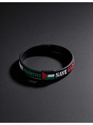 Zaytoon Filistinli \"save Gazza\" Siyah Kokolu Lastik Ayarlanılabilir El Bileklik A300070
